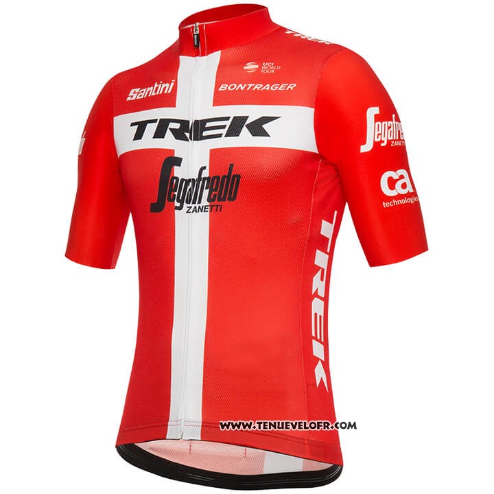 2018 Maillot Ciclismo Trek Segafredo Champion Danemark Manches Courtes et Cuissard
